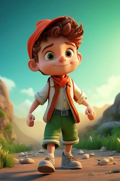 Cartoon boy in a red cap