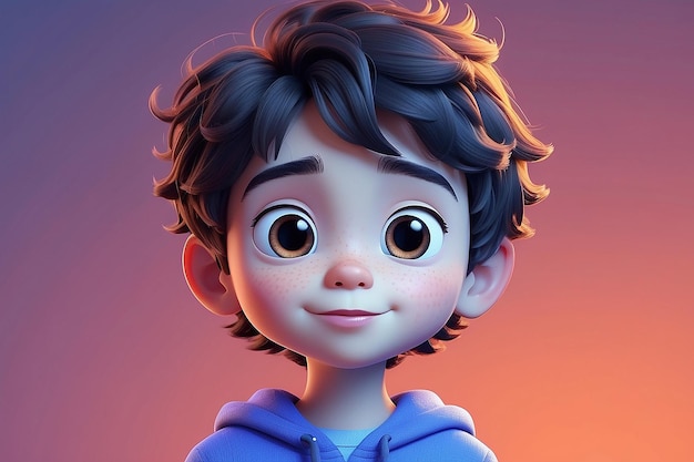 Cartoon boy smiling